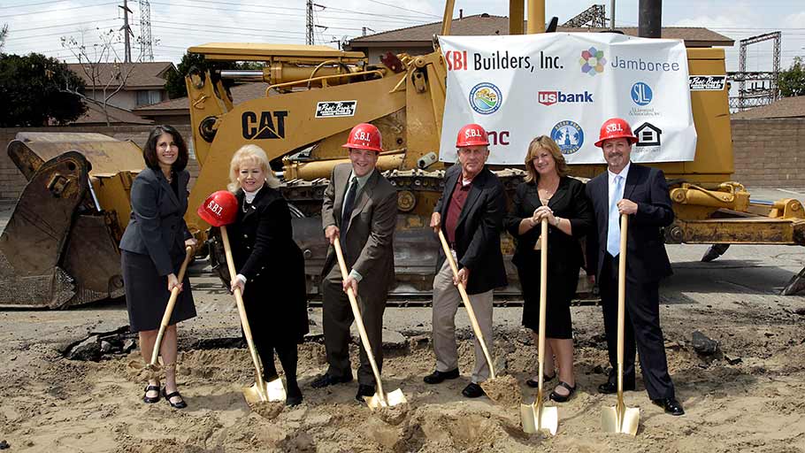 Marcy Finamore, Jamboree staff and partners at Park Landing groundbreaking in Buena Park
